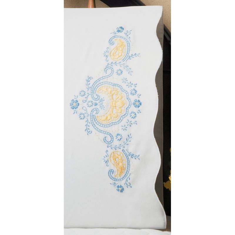 Tobin Stamped For Embroidery Pillowcase Pair 20"X30"-Blue Elegance