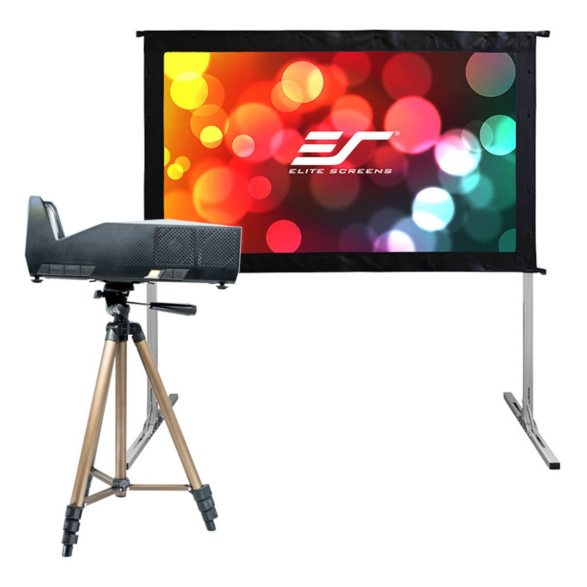 Elite Screens Yard Master 2 58" Outdoor Projector Screen with MosicGO Battery Powered Ultra Short Throw Projector