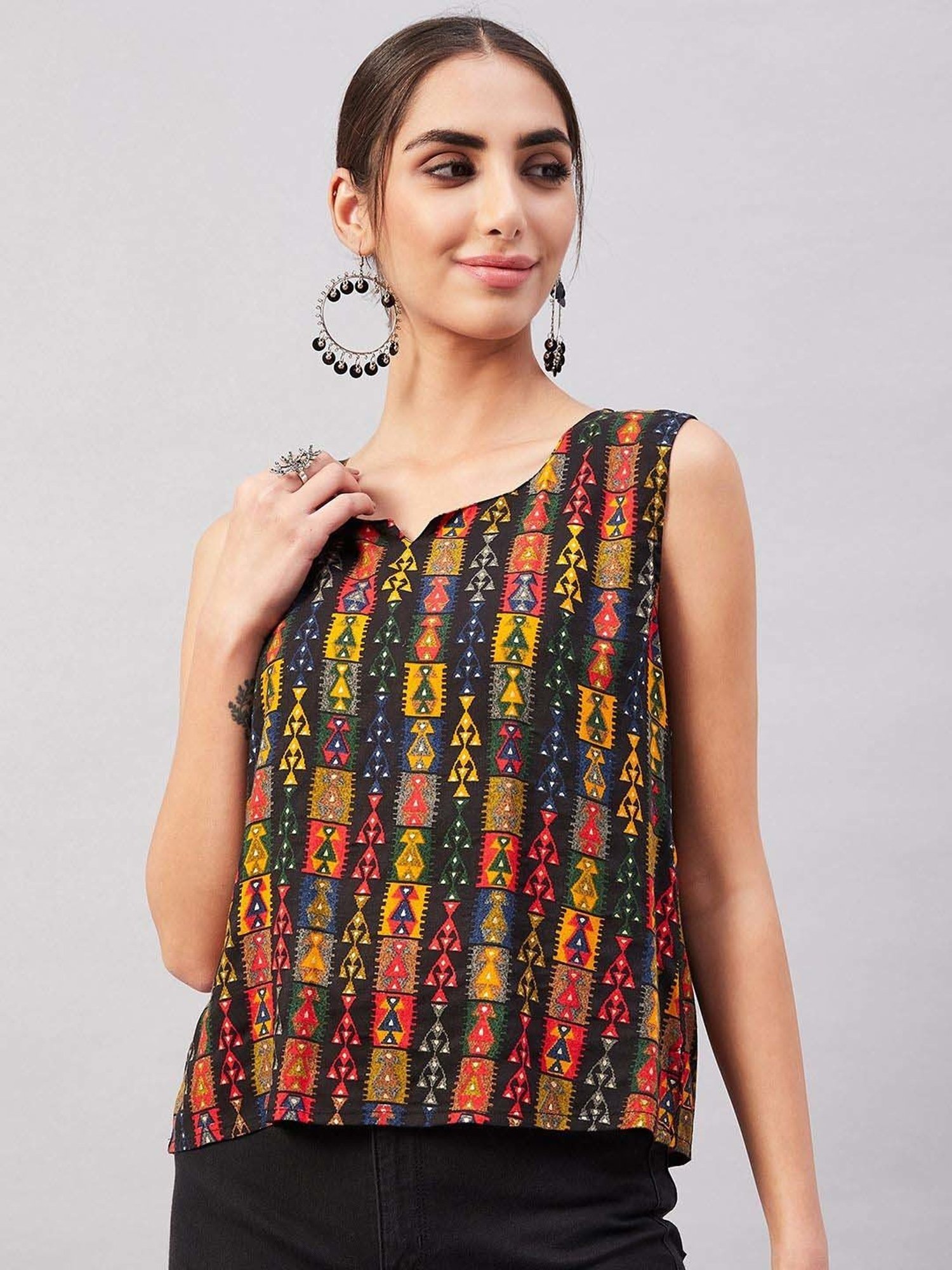 Inweave Black Printed Top
