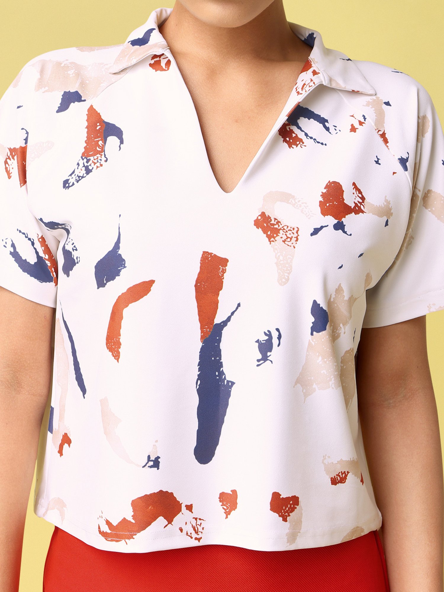 PURVAJA Beige Printed Top