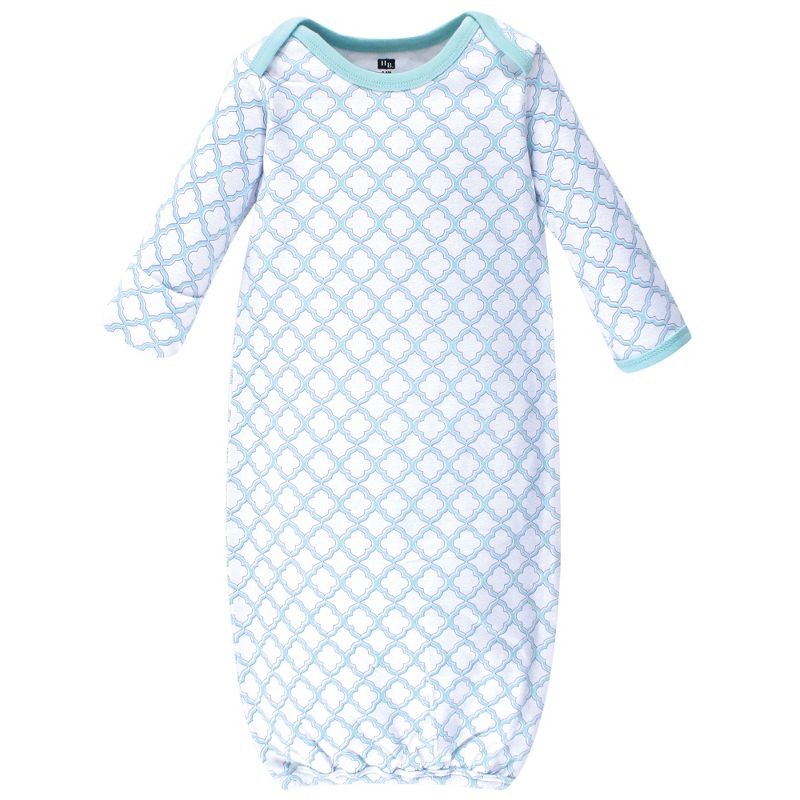 Hudson Baby Infant Girl Cotton Long-Sleeve Gowns 3pk, Peacock Feathers, 0-6 Months