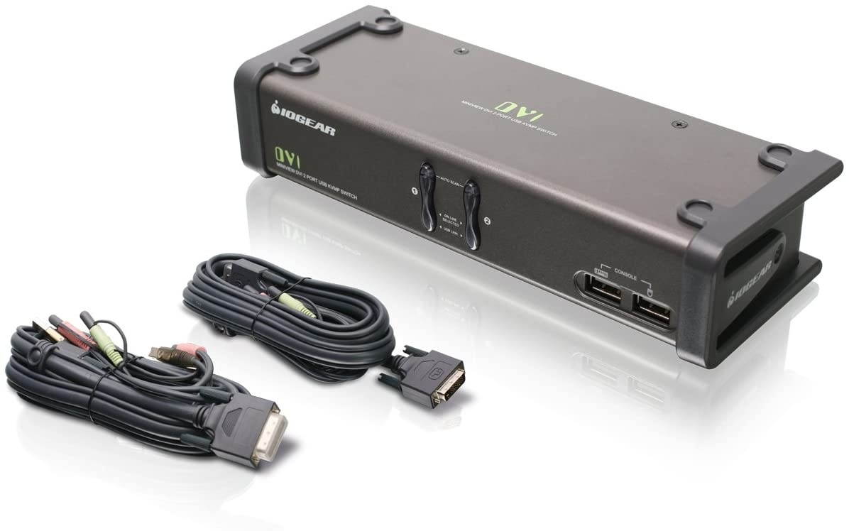 IOGEAR 2-Port DVI KVMP Switch w/Full Set of Cables, (GCS1102 TAA Compliant), Black