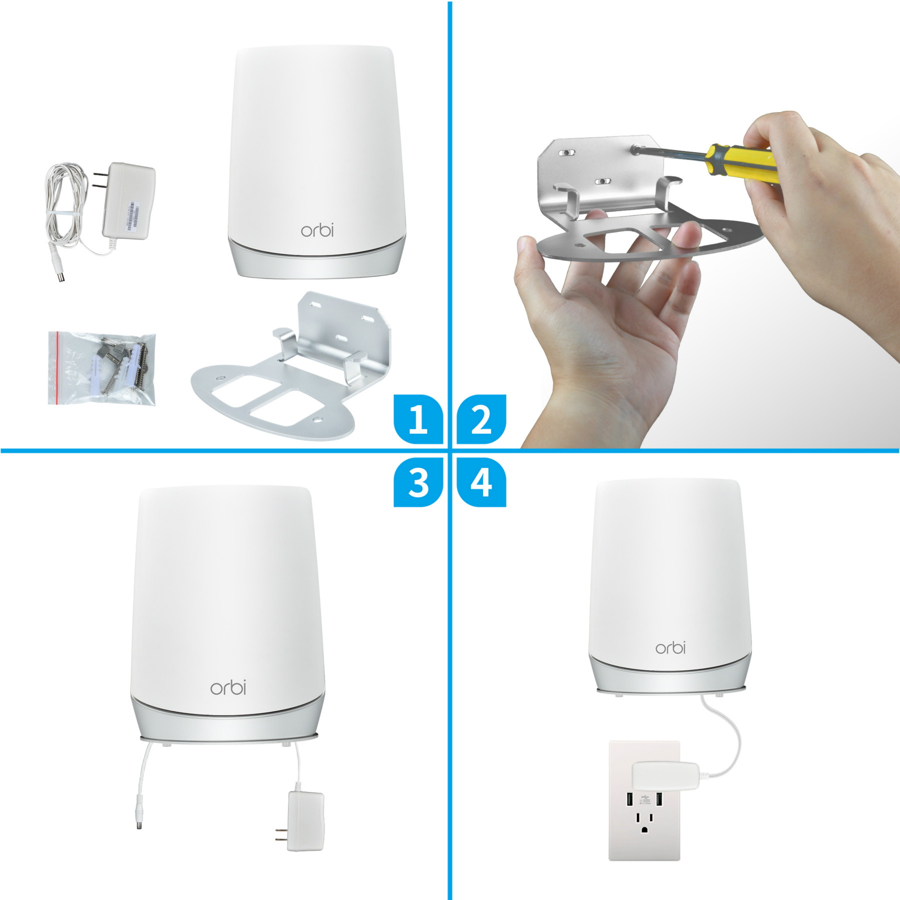 STANSTAR bracket made of aluminum alloy that can be hung on a wall. It applies to Orbi's entire home tri-band mesh WiFi 6 system/Orbi Ultra (RBK850) (RBK852) (RBK853)/(RBS750) (RBS751) (RBK752)