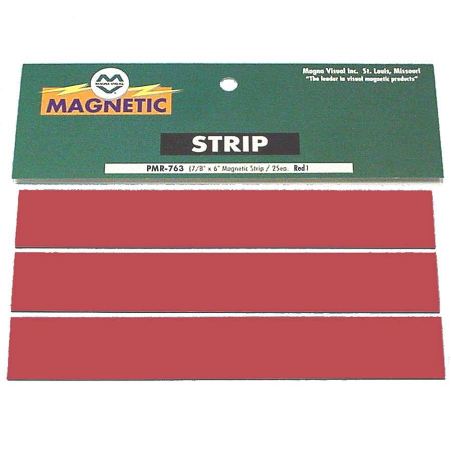 Magna Visual PMR-763 Magnetic Write-On/Wipe-Off Pre-Cut Strips 6 x 7/8, Red, 25/Pack
