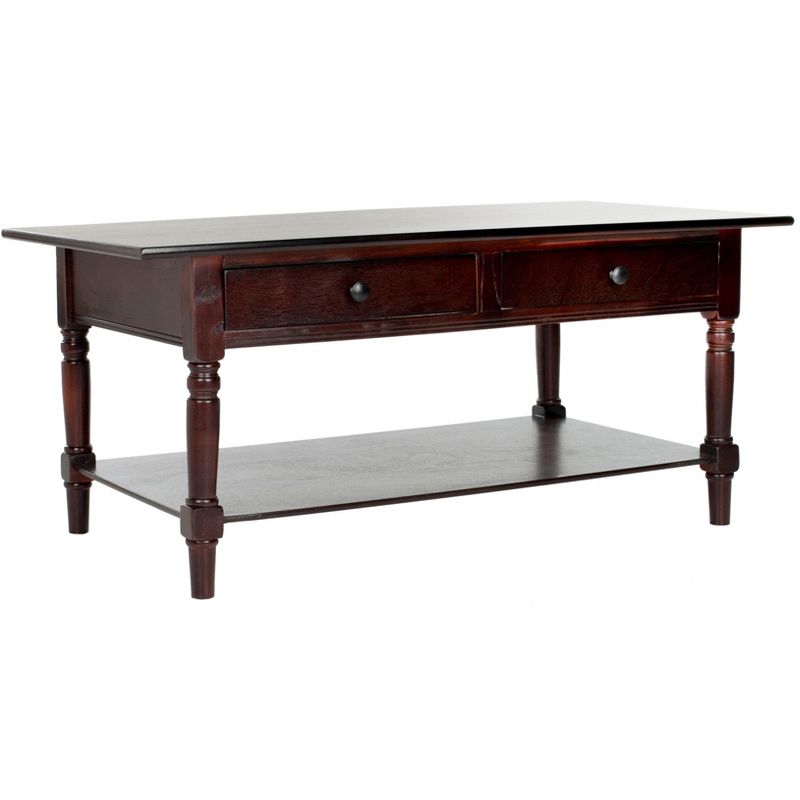 Boris 2 Drawer Coffee Table - Dark Cherry - Safavieh