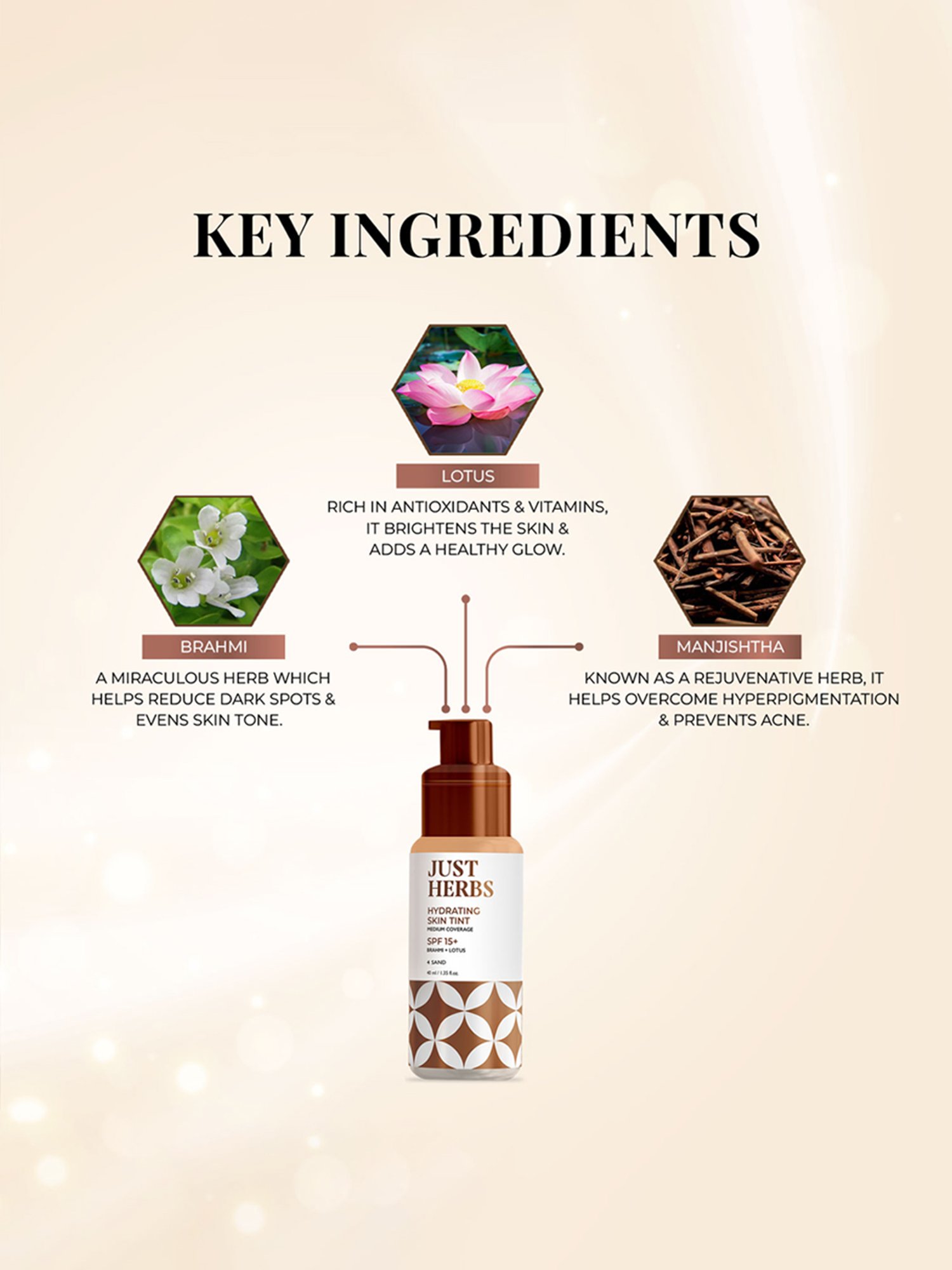 JUST HERBS Hydrating Skin Tint SPF 15+ 4 Sand - 40 ml