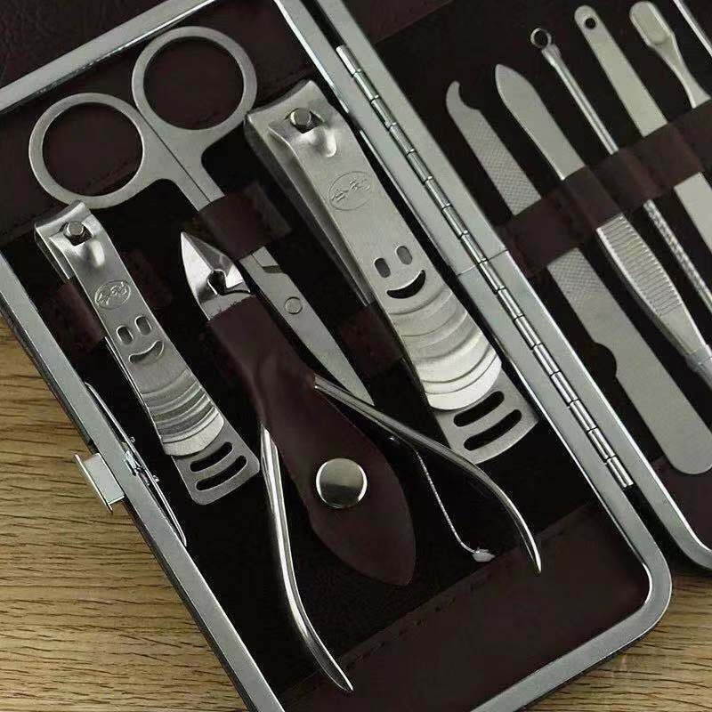 12PCS Pedicure / Manicure Set Nail Clippers Cleaner Cuticle Grooming Kit Case