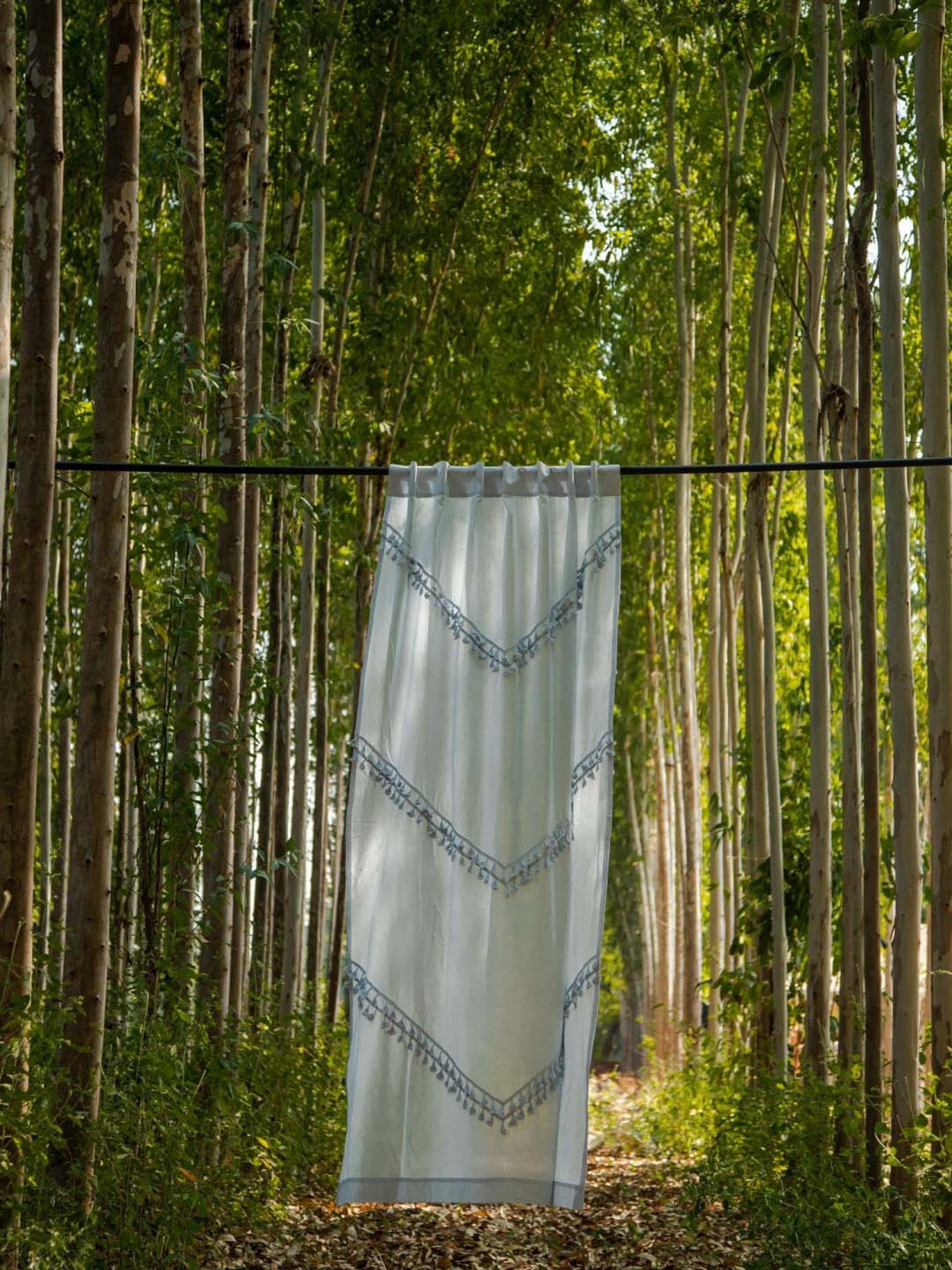Okhai Blue Cotton Curtain - Set of 1