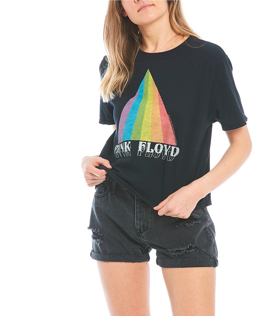 Junk Food Pink Floyd Short Sleeve Cropped Graphic Tee