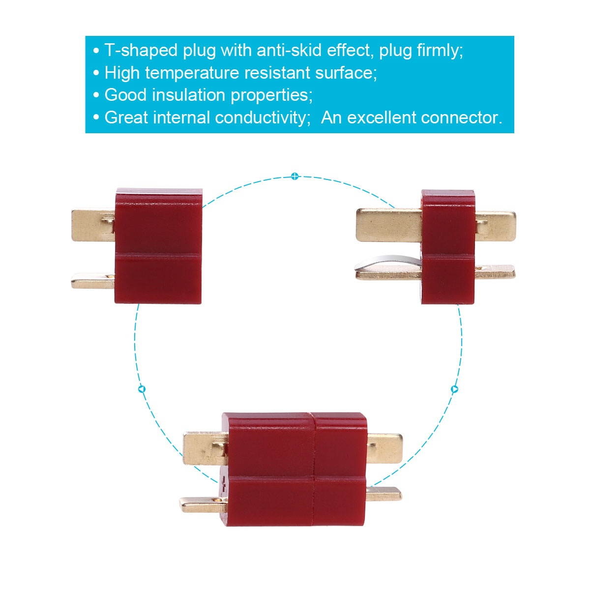 UEETEK 10 Pairs Ultra T-Plug Connectors Deans Style  Male and Female with 20pcs Shrink Tubing For RC LiPo Battery
