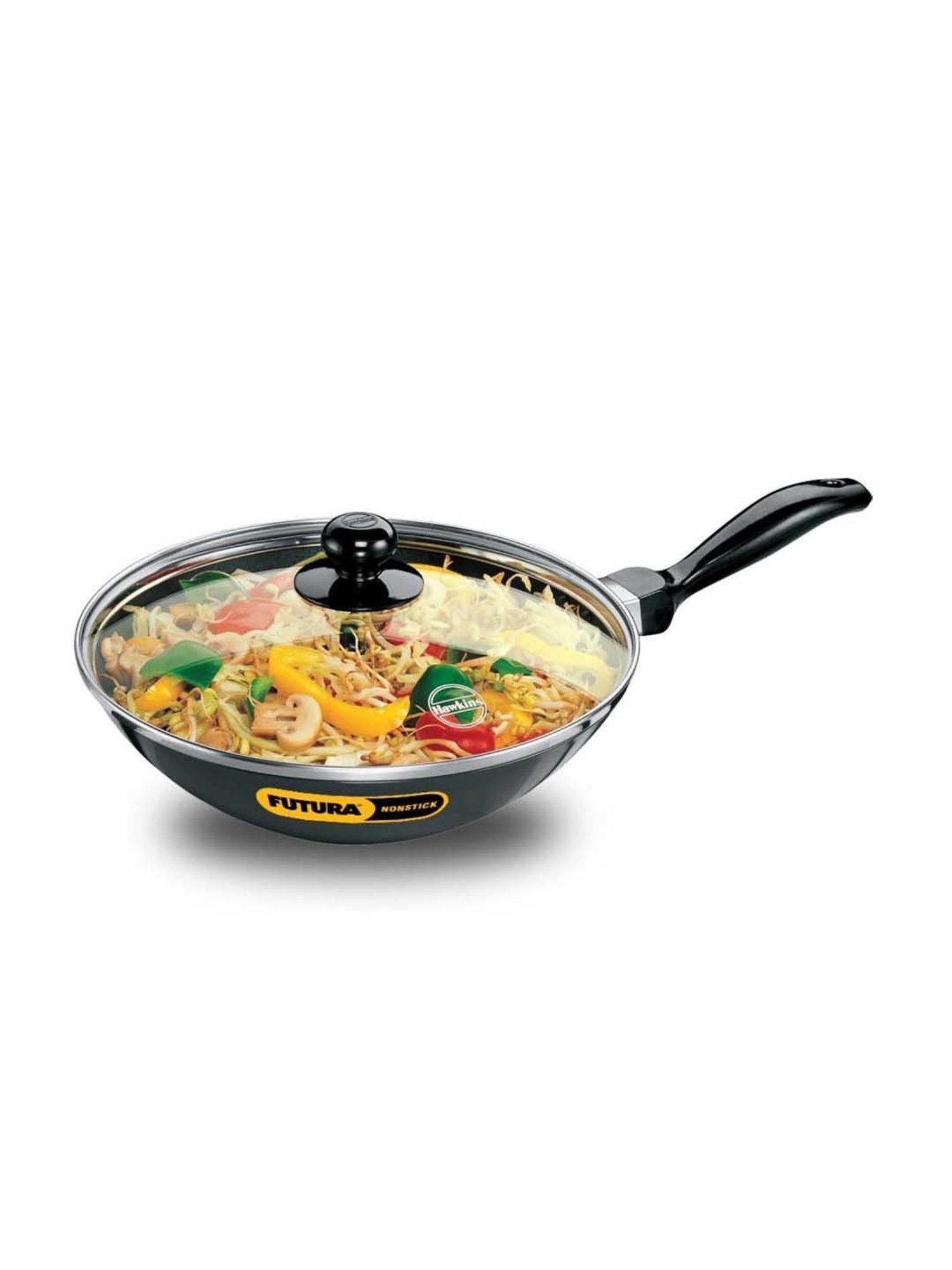 Hawkins Black & Transparent Hard Anodised 26 cm Non-Stick Stir Fry Pan With Lid (2 L) - Set of 1
