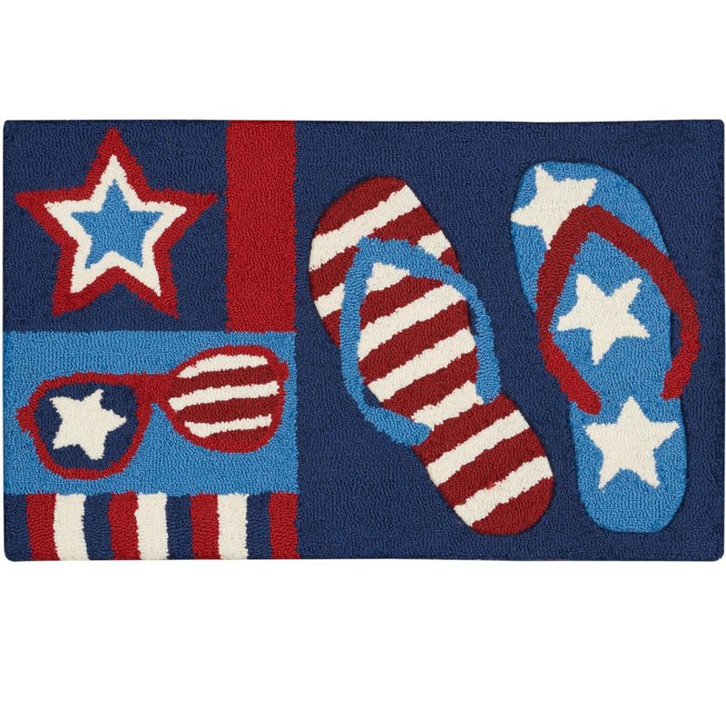 Nourison Home Trends 3717D Flip Flop Indoor Mat - Navy 1'6"X2'6"