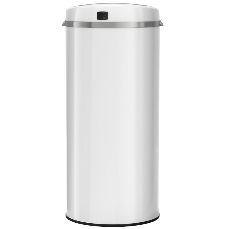 iTouchless Sensor Kitchen Trash Can with AbsorbX Odor Filter Round 13 Gallon White Stainless Steel