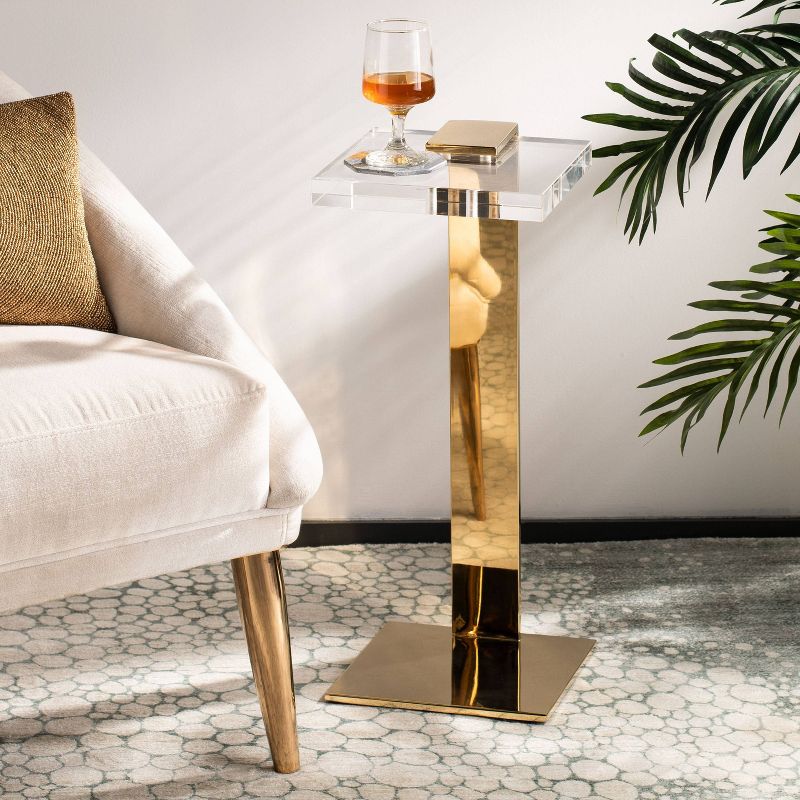 Mars Acrylic Drink Table Clear/Brass - Safavieh