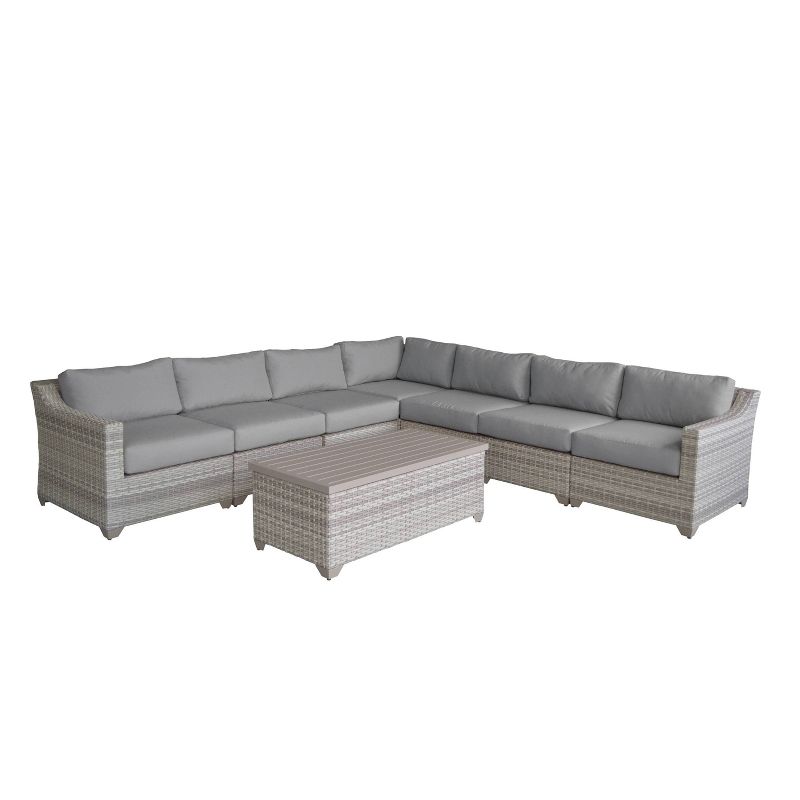 Fairmont 8pc Sectional Seating Set with Cushions - Gray - TK Classics