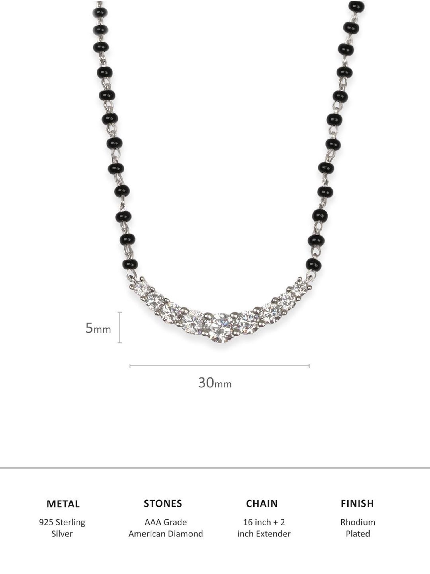 925 Silver AAA Grade American Diamond Modern Design Mangalsutra for Women