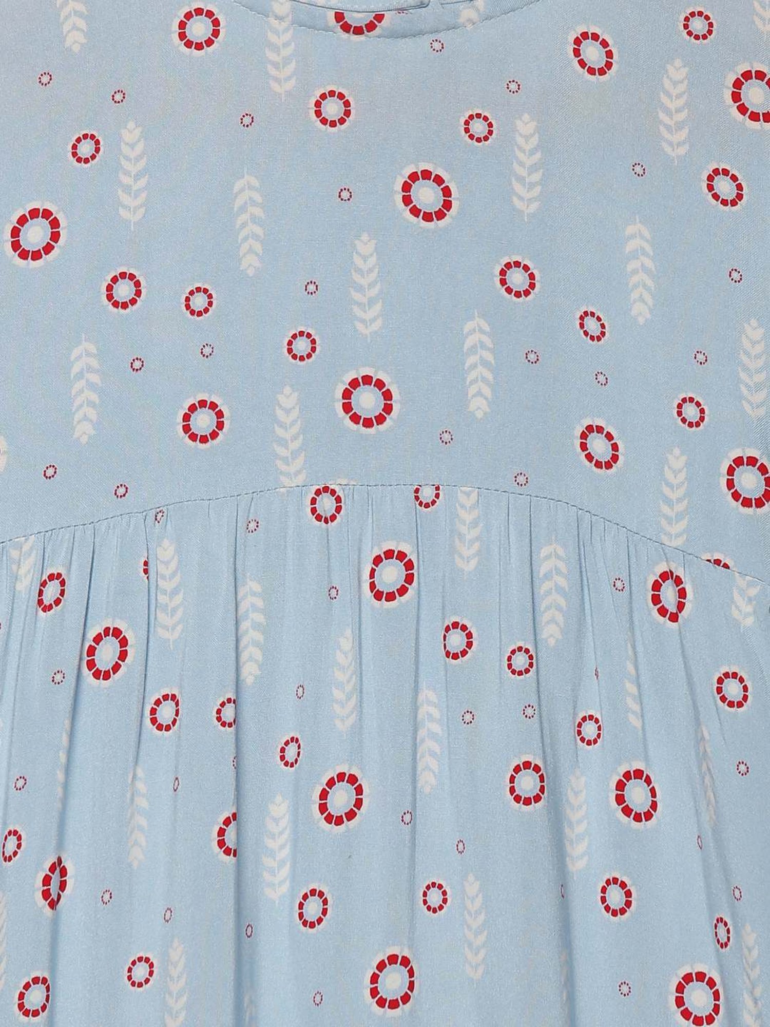 Kiddopanti Kids Blue Printed Full Sleeves Dress