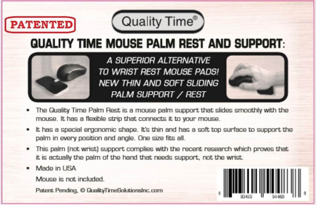 Quality Time Palm Rest and Support: A Superior Alternative to Wrist Rest Mouse Pads, Thin and Soft Sliding Palm Support / Rest, Made in USA