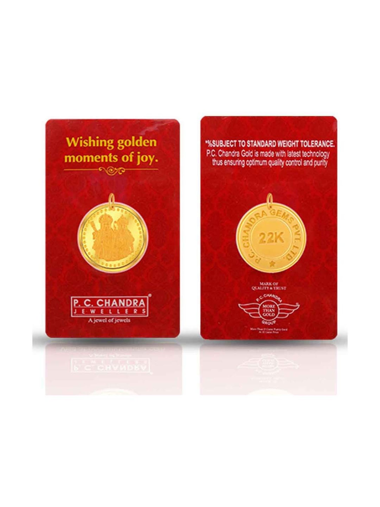 P.C. Chandra Jewellers 22k (916) 5gm Yellow Gold Ram-Sita Coin Pendant