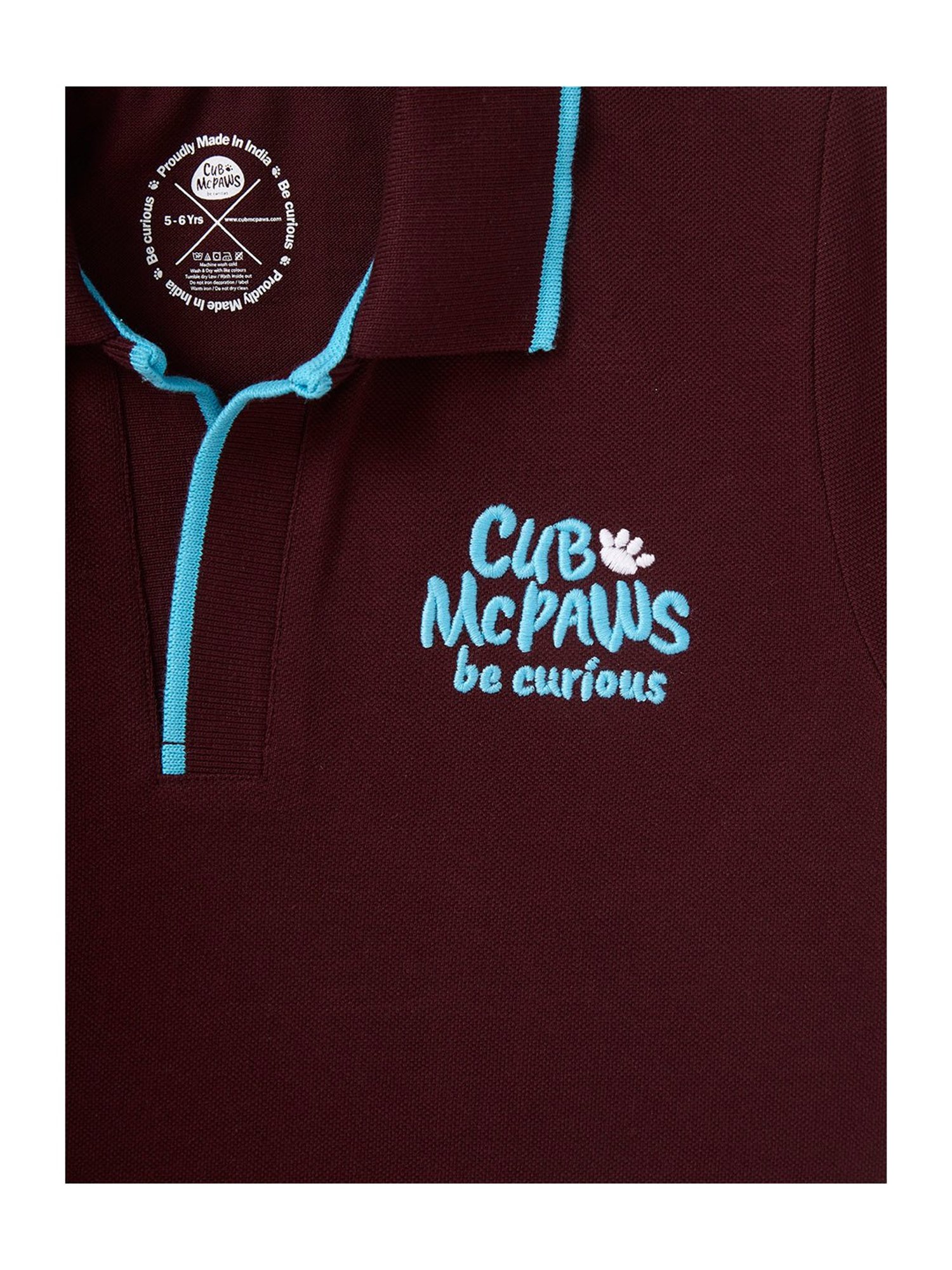 Cub McPaws Boys Burgundy Solid Polo