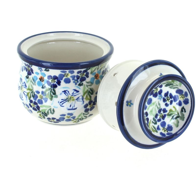 Blue Rose Polish Pottery Vintage Violet French Butter Dish