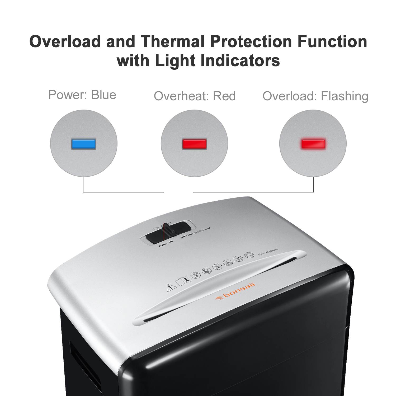 Bonsaii 10-Sheet High-Security Micro-Cut Paper Shredder, Credit Card/Staples/Clips Shredders for Office and Home Use, 3.5-Gallon Pullout Wastebasket with Large Transparent Window (C220-B)