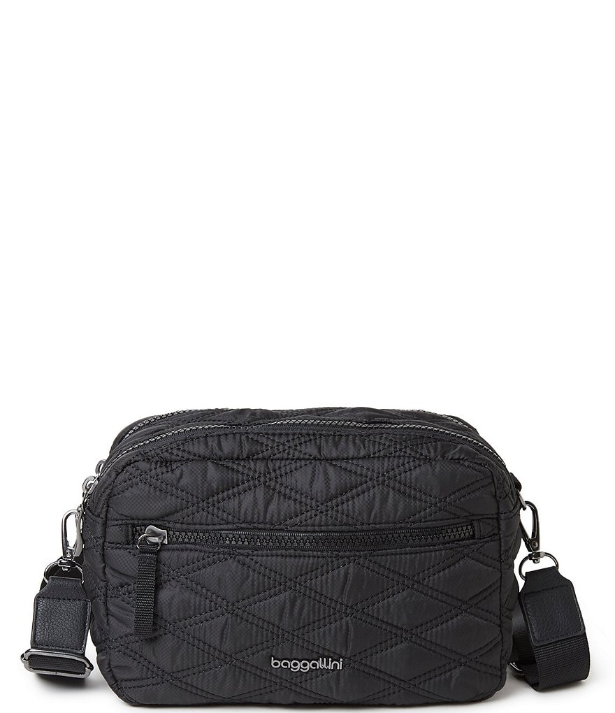 Baggallini Quilted Multi-Compartment Double Zip Crossbody Bag