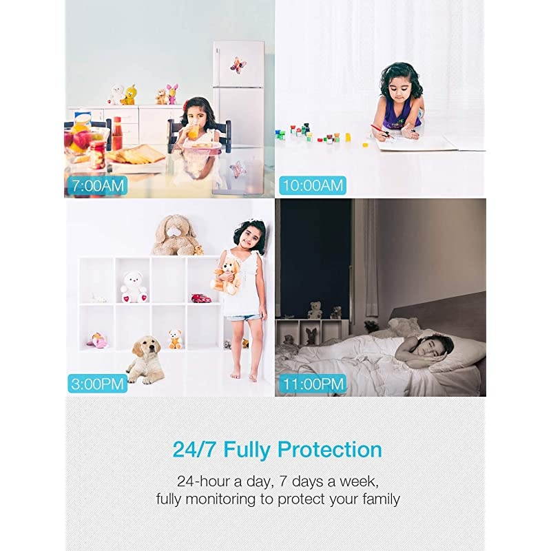 Baby Monitor WiFi Smartphone,  WiFi Baby Monitor with Camera and Audio, Pet Camera with Cloud Storage Two Way Audio Remote Viewing Pan Tilt Zoom Night Vision Motion Detect for Indoor Home