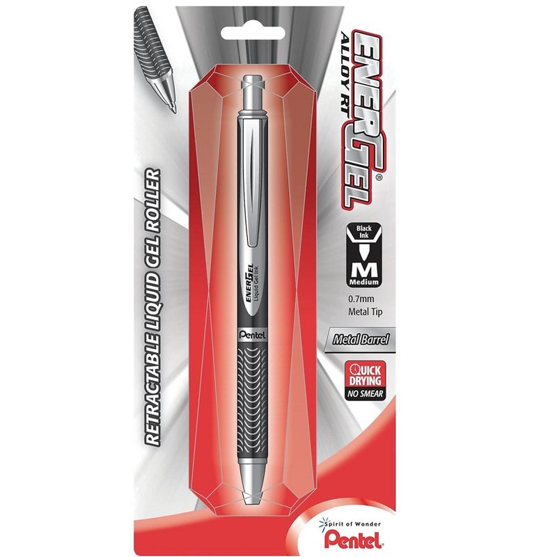 Pentel EnerGel Alloy Retractable Gel Pen Medium Point Black Ink (BL407ABPA) 325946