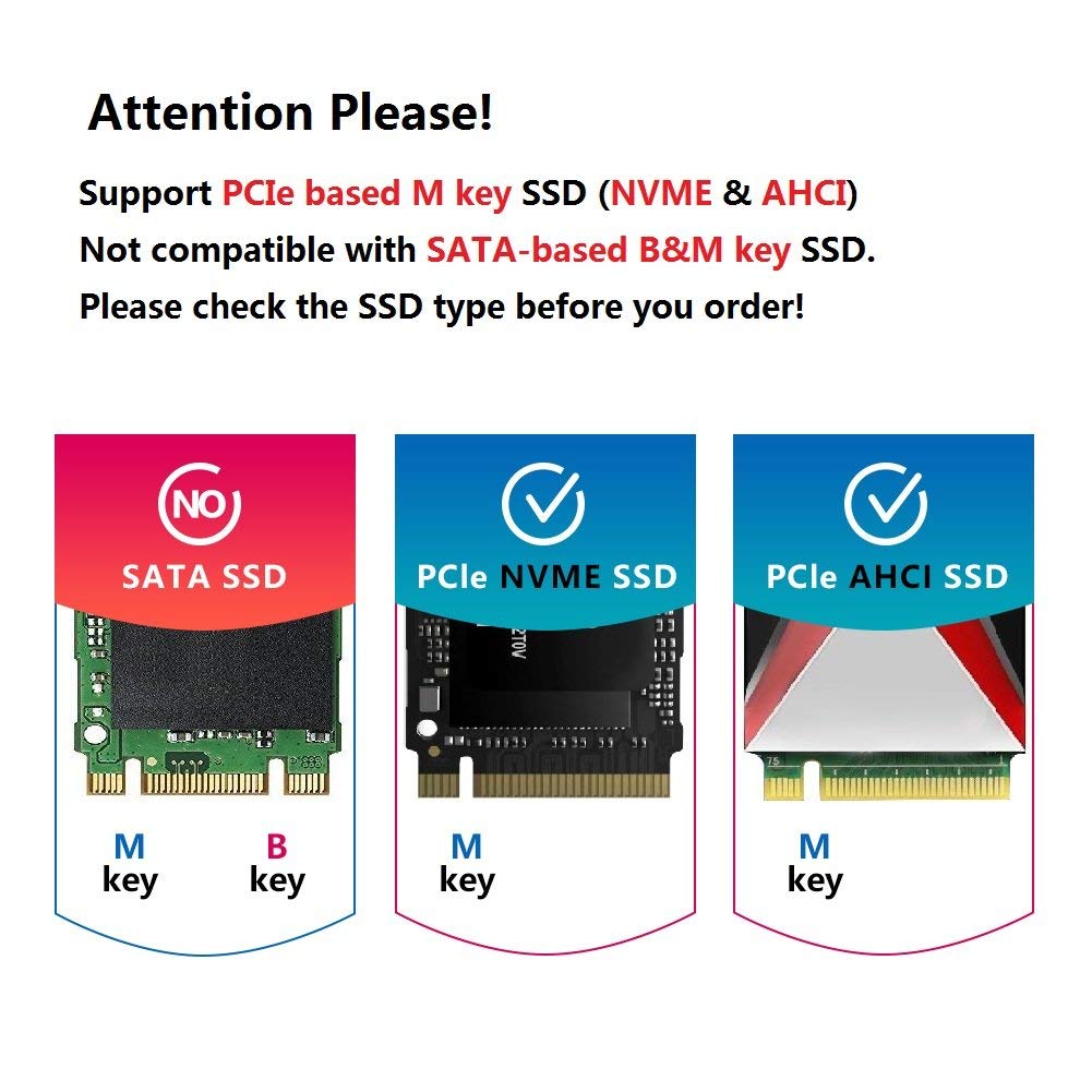 M.2 NVME PCIe Adapter NVME M.2 SSD to PCI Express 3.0 x4 Controller Expansion Card with Low Profile Bracket PCI-e to M2 NGFF Based M Key SSD Converter Desktop PC Support 2242 2260 2280