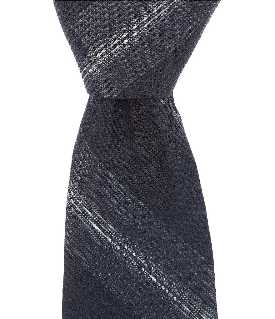 Roundtree & Yorke Big & Tall Carlisle Stripe Traditional 3 3/8#double; Silk Tie