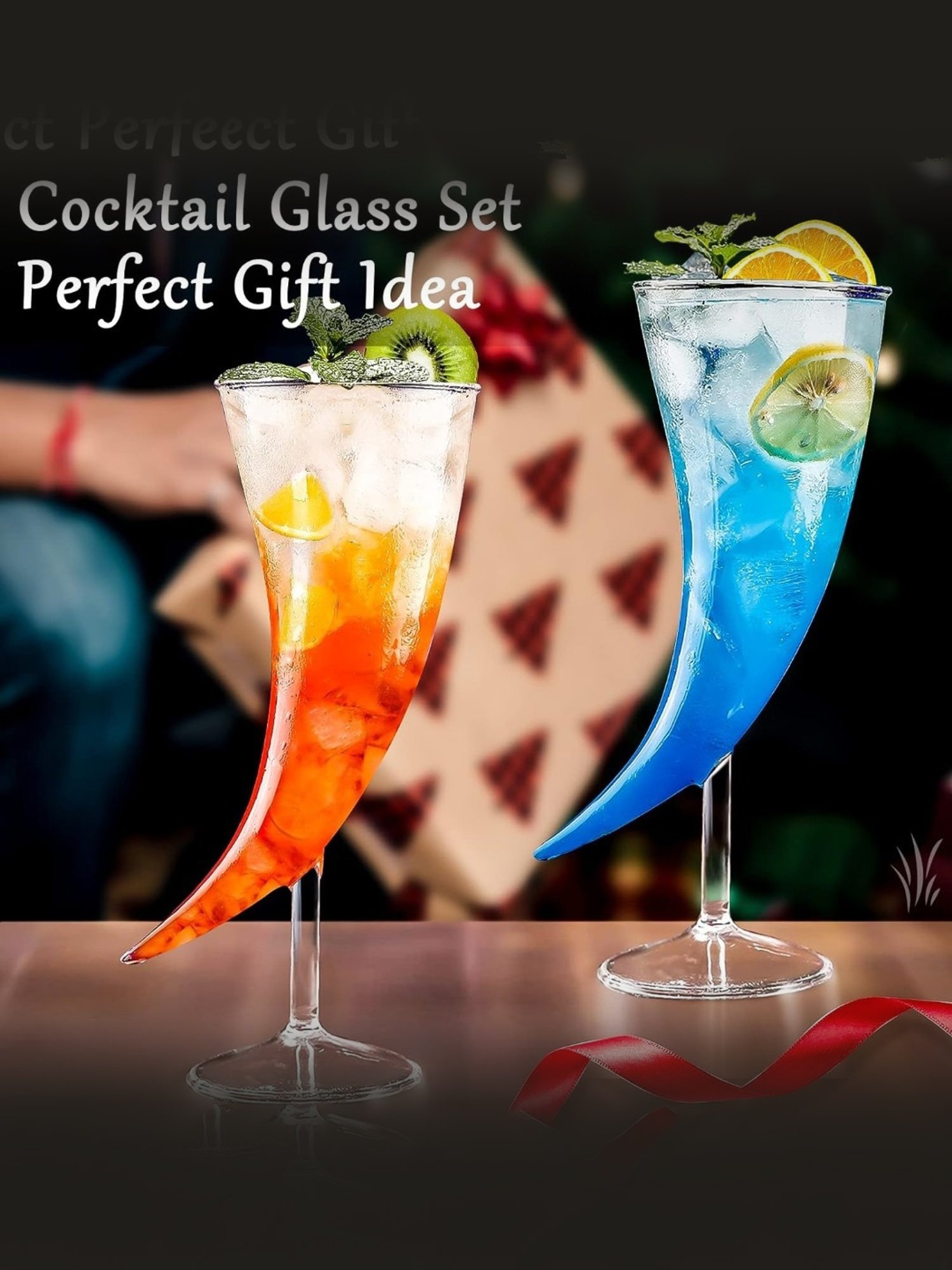 Melbify Horn Shaped Transparent Horn Shaped Cocktail Glass 250ml