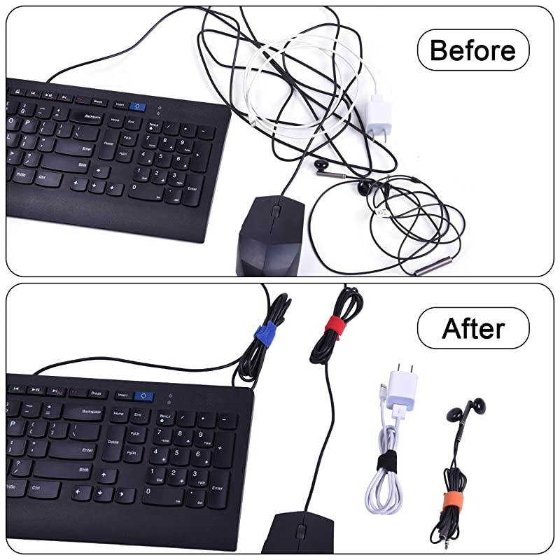 50 Pack 4 Inches Hook and Loop Cable Ties, Self-gripping Fastening Cord Strap by  - Reusable, Durable Functional Ties to Keep Your Home, Office, Workspace from Tangled Messes of Cords