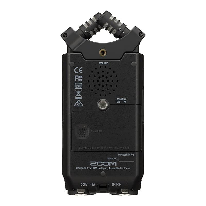 H4n Pro 4-Track Portable Recorder, All Black, Stereo Microphones, 2 XLR/ &frac14;&ldquo; Combo Inputs, Battery Powered, for Stereo/Multitrack Recording of Music, Audio for Video, and Podcasting