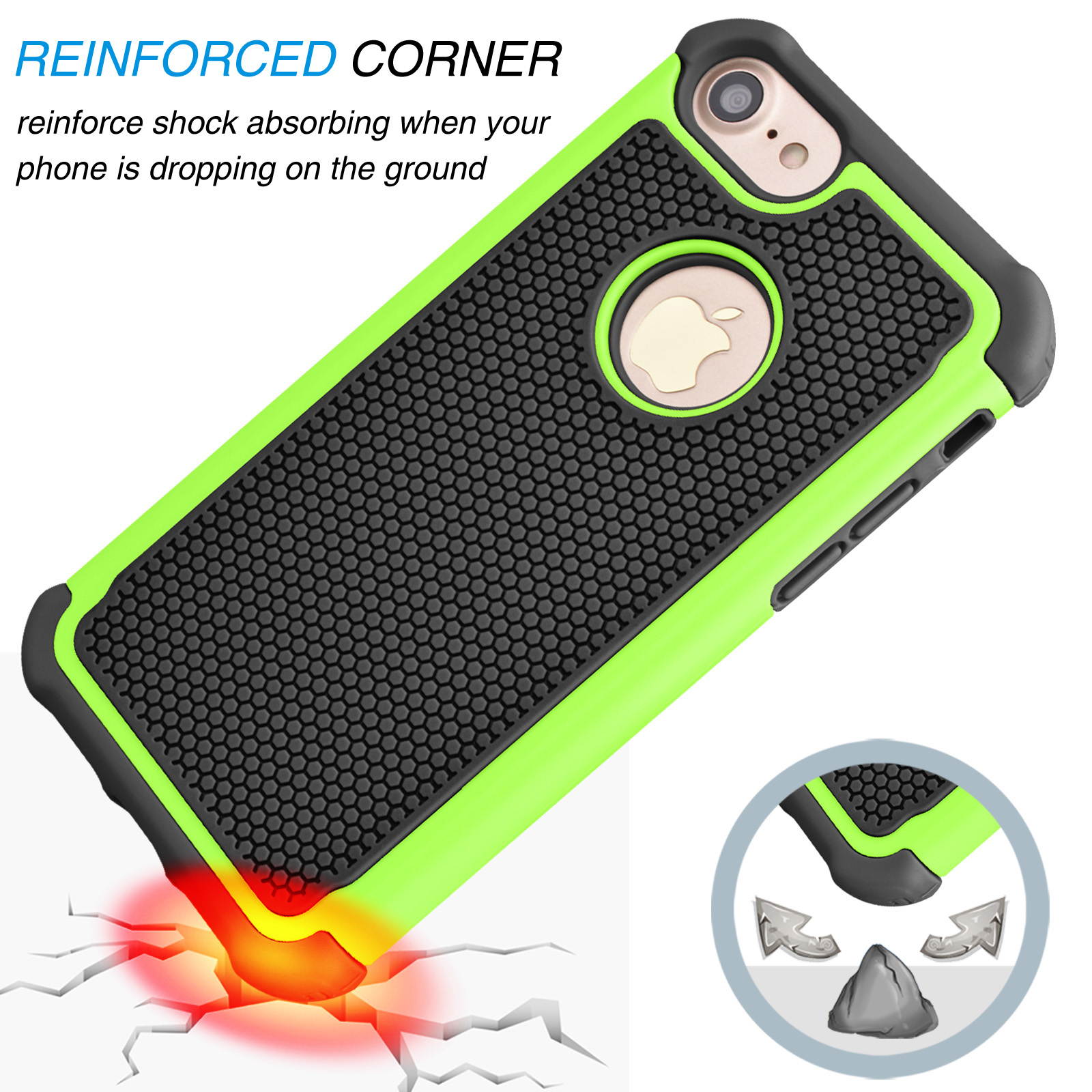 Tekcoo for iPhone 8 Case/iPhone 7 Cute Case, [Tmajor] Shock Absorbing Cases [Blue] Hybrid Bumper Sturdy Defender Rugged Cases Cover Plastic Outer & Rubber Silicone Inner