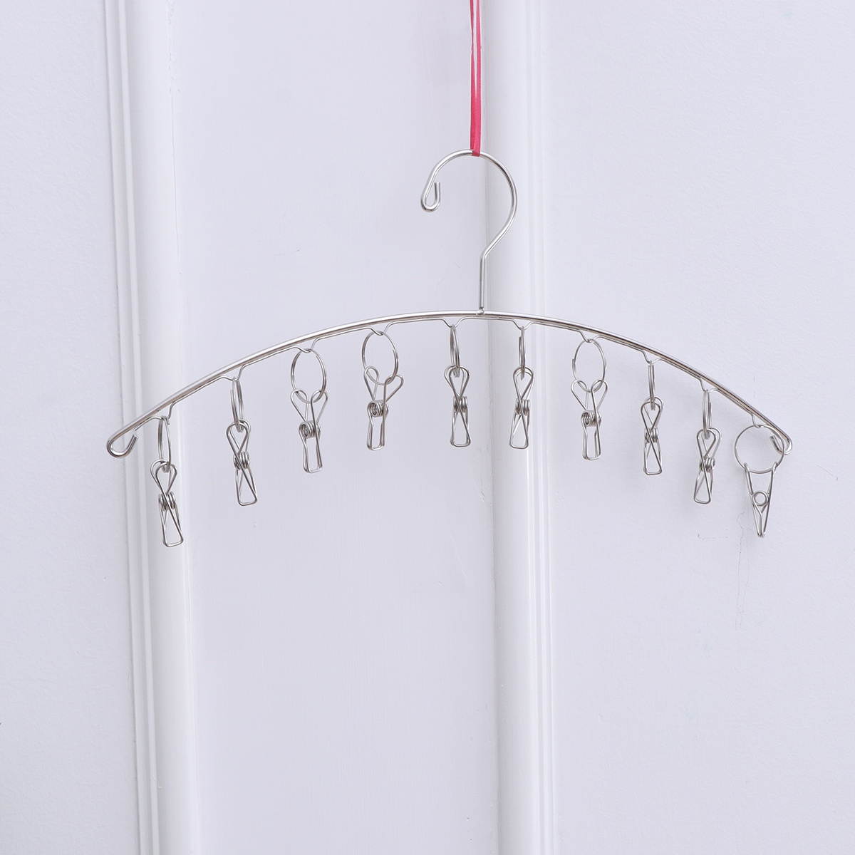 2 Pack Stainless Steel Laundry Drying Rack Clothes Hanger with 10 Clips for Drying Socks Towels Diapers Underwear