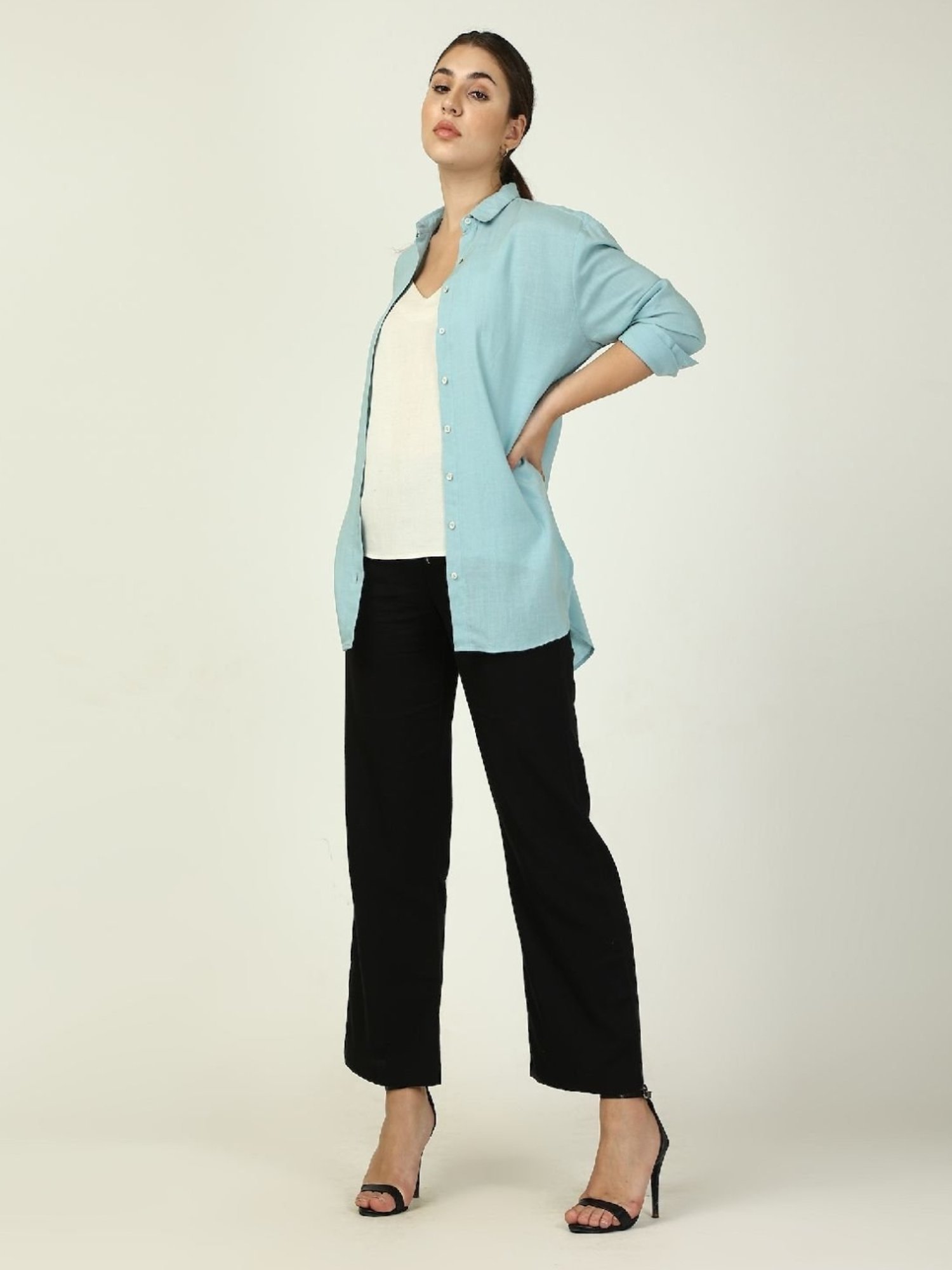 Saltpetre Blue And Black Jessica Shirt With Top And Pant