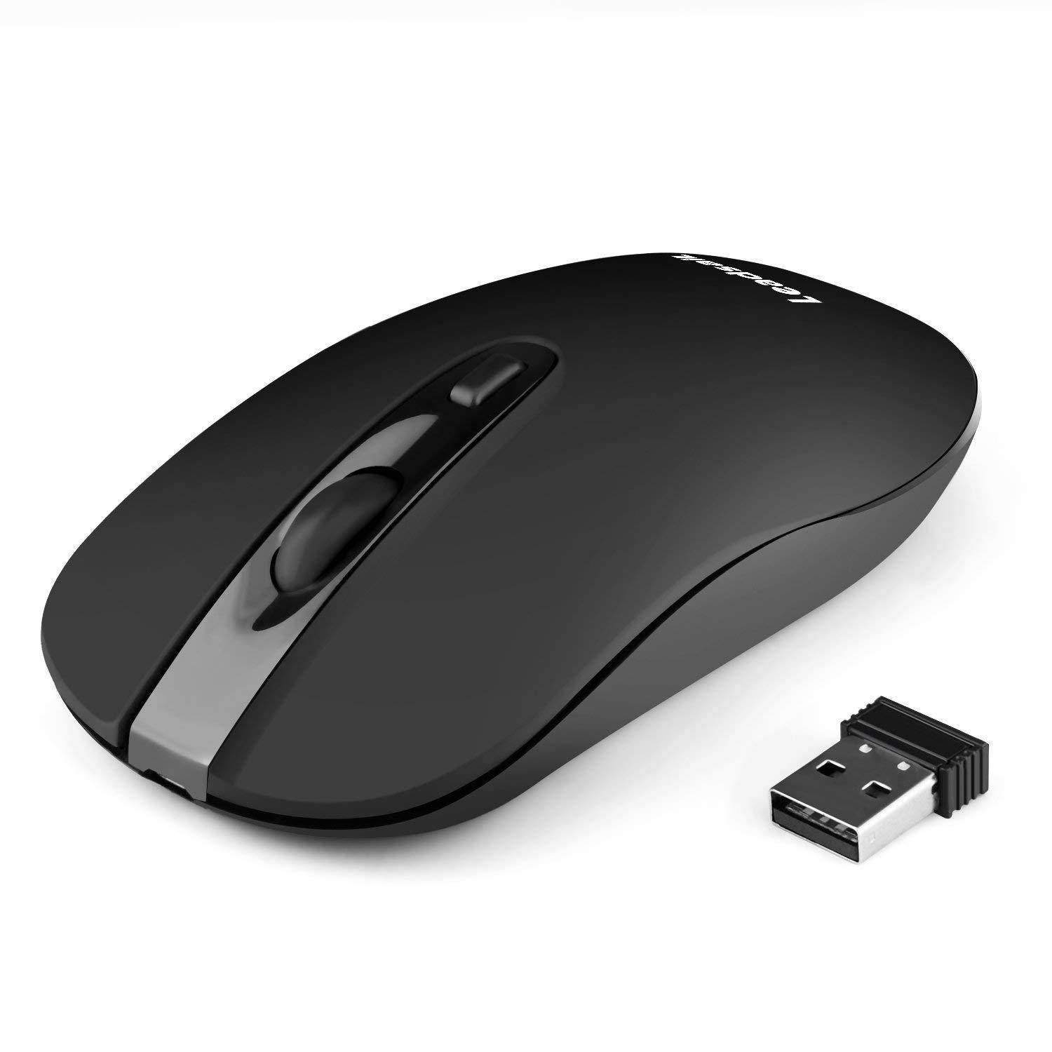 LeadsaiL Rechargeable Wireless Mouse,Computer Mouse Wireless,Cordless Mouse Silent Click,Mini USB Wireless Mouse Ergonomic,Gaming Mouse with Nano Receiver, 2.4G, 5 Adjustable DPI Up to 2400