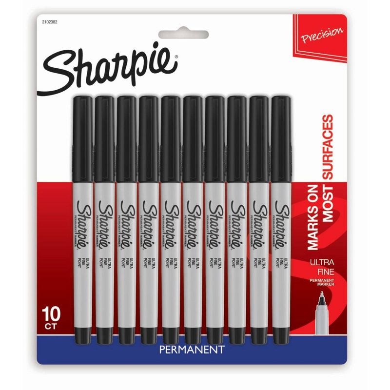 10ct Permanent Markers Ultra Fine Black - Sharpie