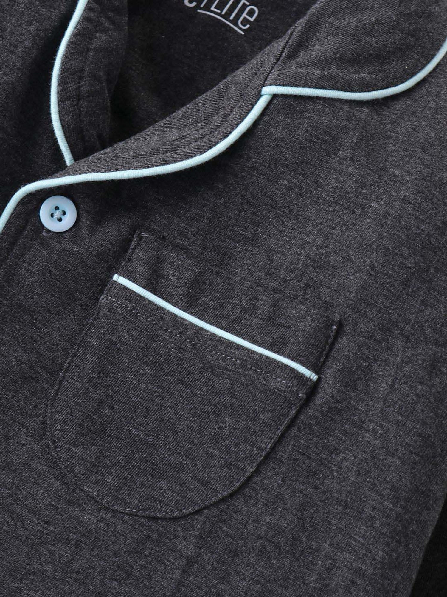 Nite Flite Girls Charcoal Grey Cotton Solid Full Sleeves Top and Pyjama