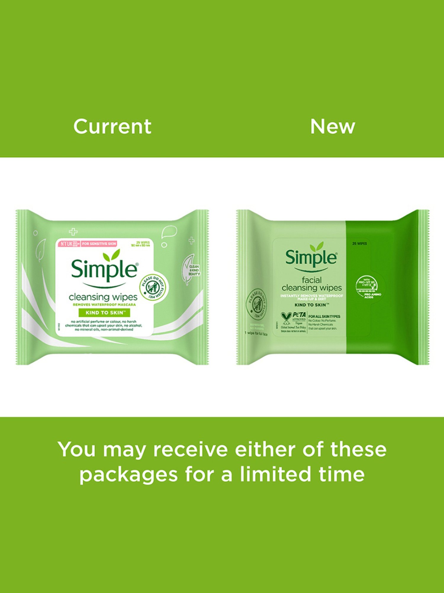 Simple Kind To Skin Facial Cleansing Wipes - 25 Wipes