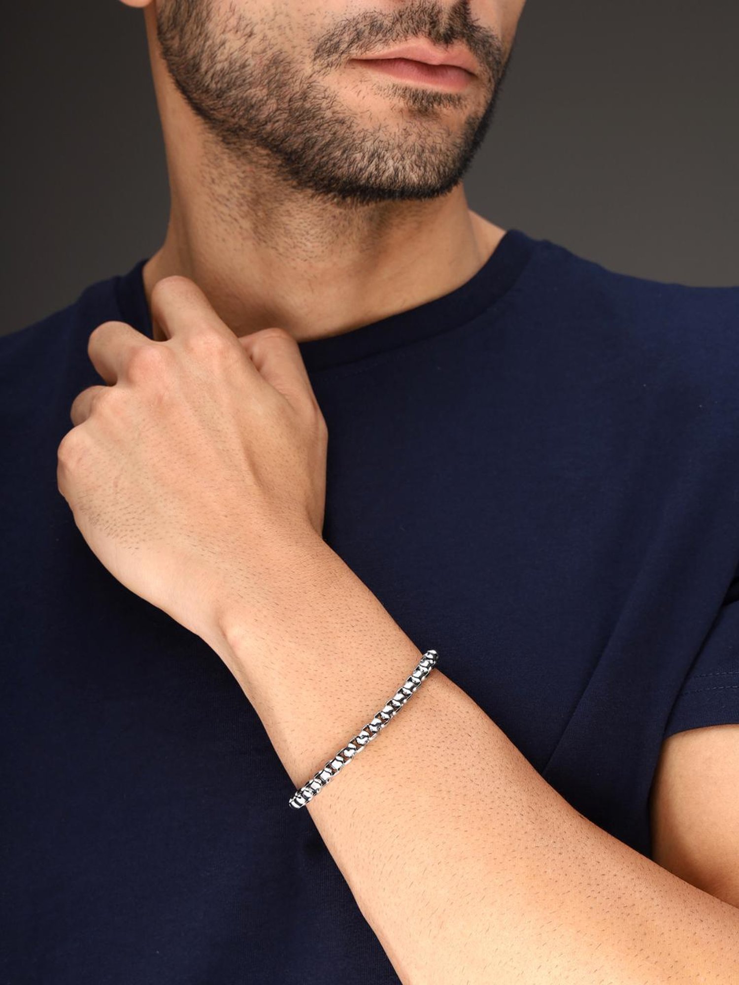 Bold by Priyaasi Men's Bracelet with Silver Plated Finish for Classic Style