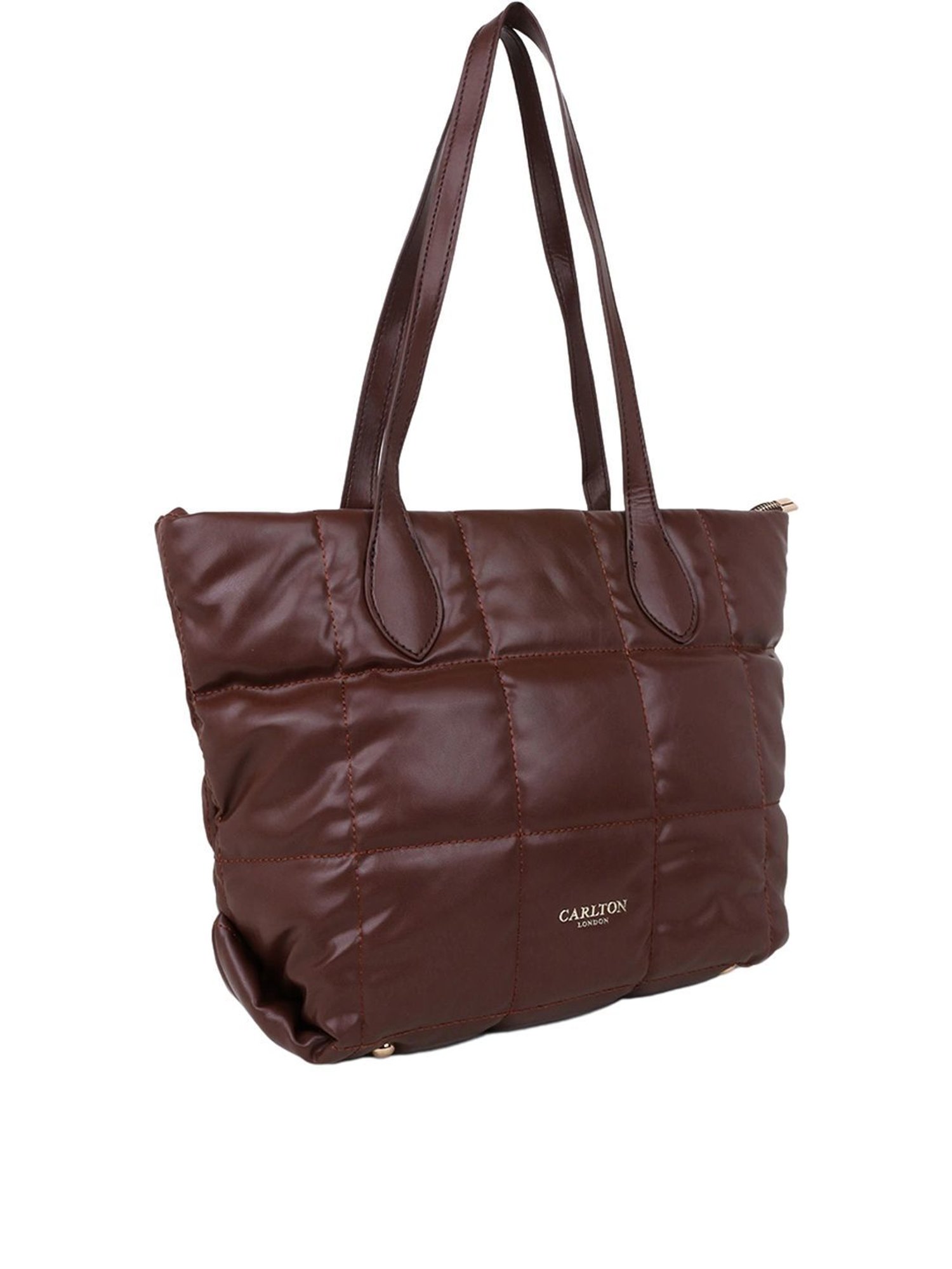 Carlton London Brown Textured Large Tote Handbag