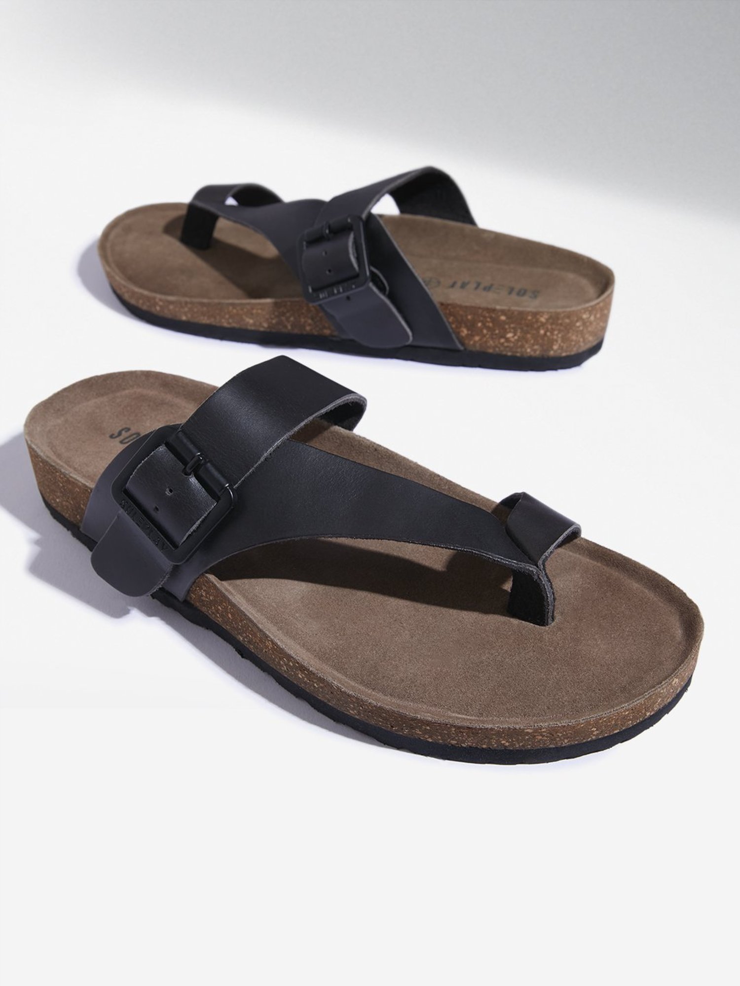 SOLEPLAY by Westside Black Buckle-Strap Leather Sandals