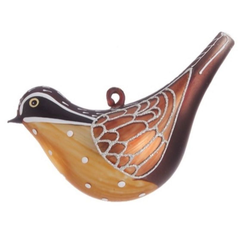 Raz Imports 5" Country Cabin Glittered Bird Christmas Ornament - Gold/Brown