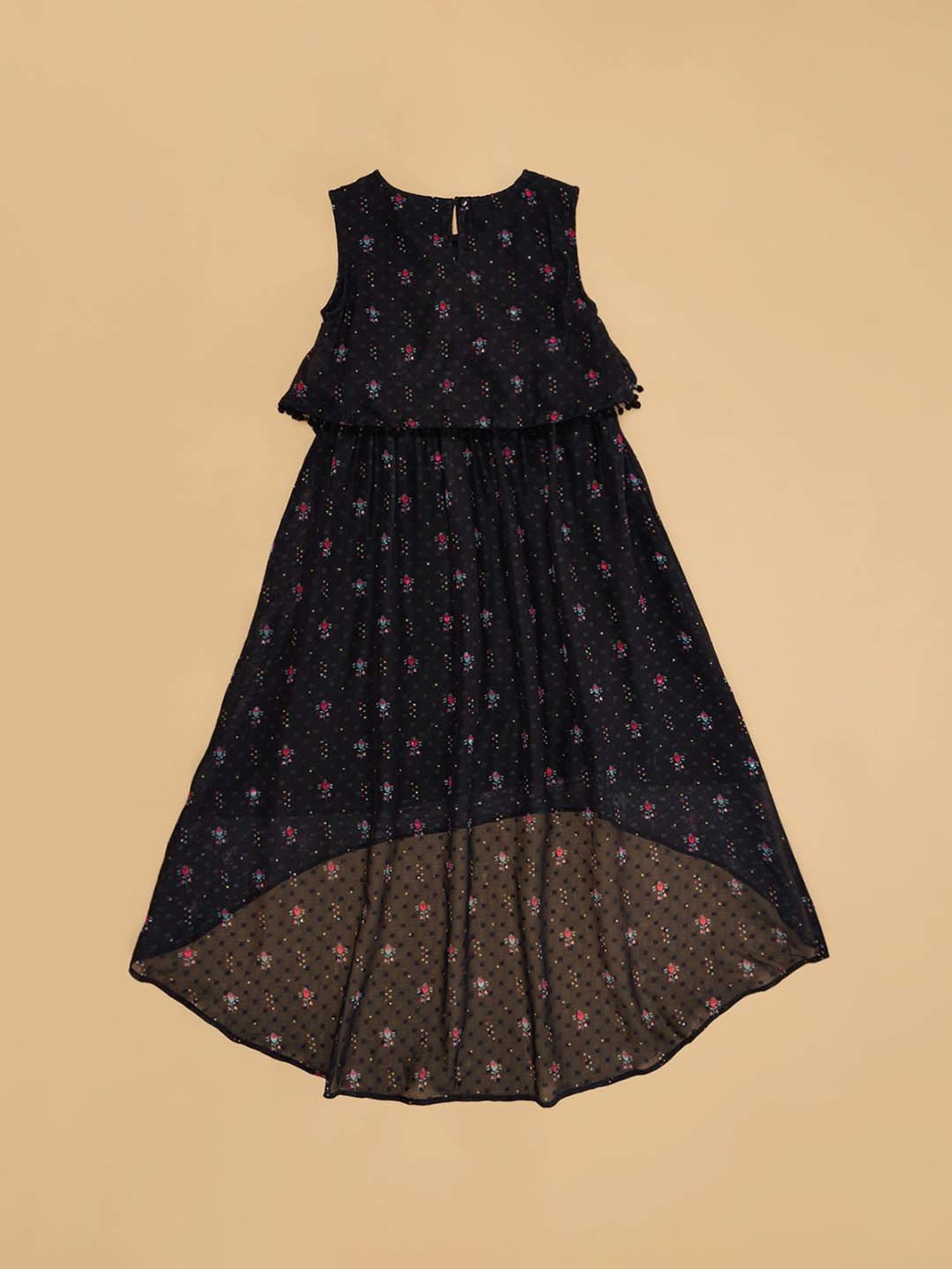 YU by Pantaloons Kids Black Floral Print Dress