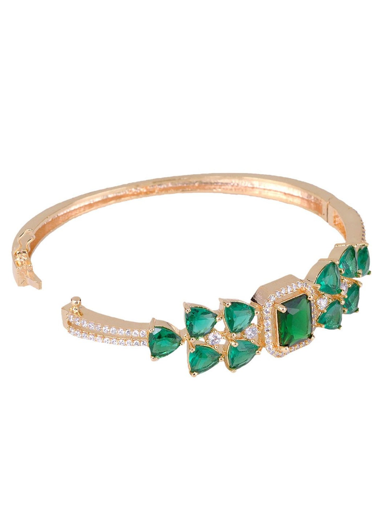 Saraf Jewellery Gold plated with Green American Diamond handcrafted Bracelet for Women & Girls