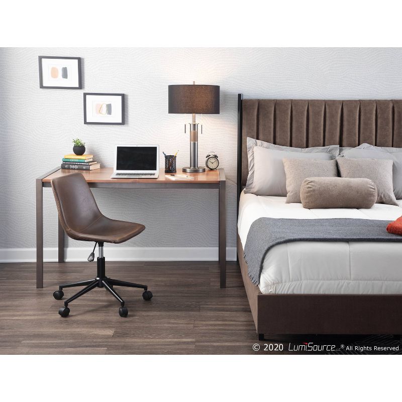 Trophy Industrial Table Lamp - Gun Metal with Black Linen Shade (Includes LED Light Bulb) - LumiSource