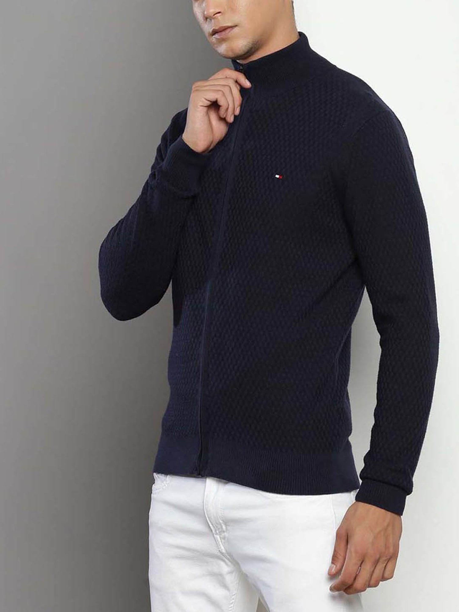 Tommy Hilfiger Desert Sky Cotton Regular Fit Self Pattern Sweater