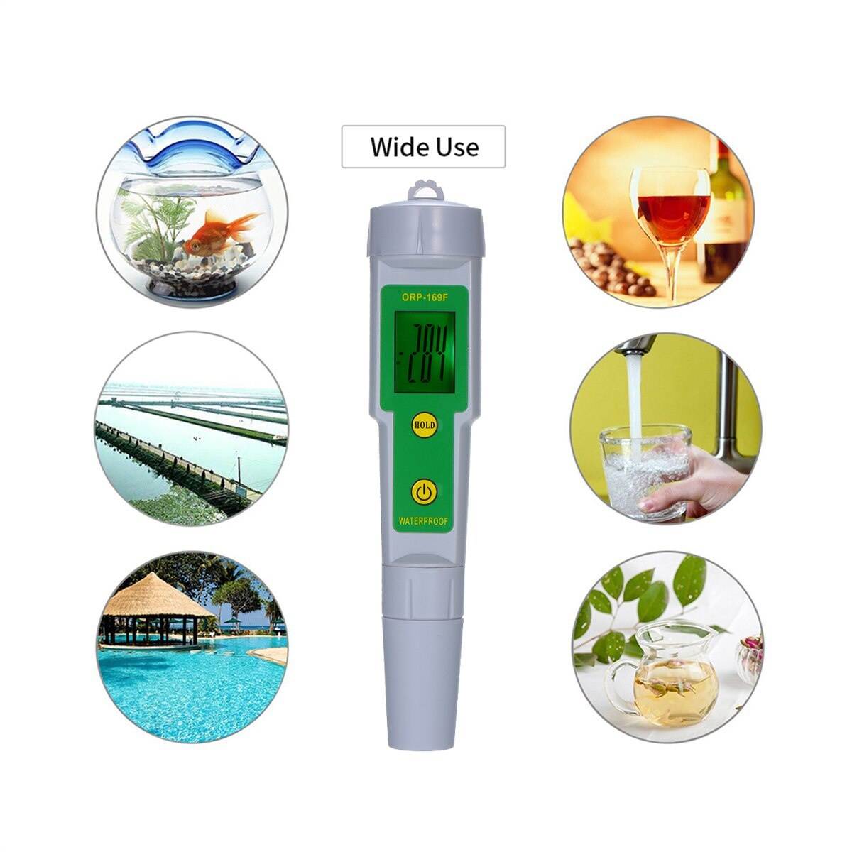 ORP-169F Tester IP55 Waterproof Backlight Display Water Quality Tester for Drinking Water Hydroponics Aquarium Swimming pool